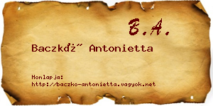 Baczkó Antonietta névjegykártya